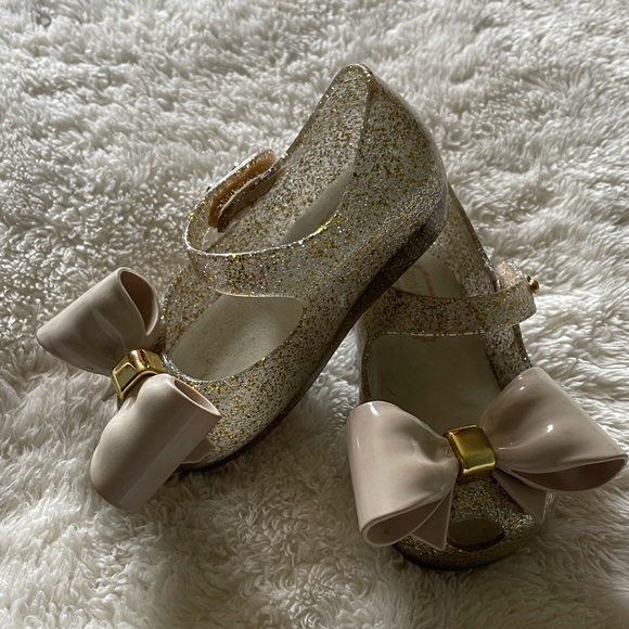 Mini Melissa Shoes Mini Melissa Champagne Gold Mary Jane Glitter